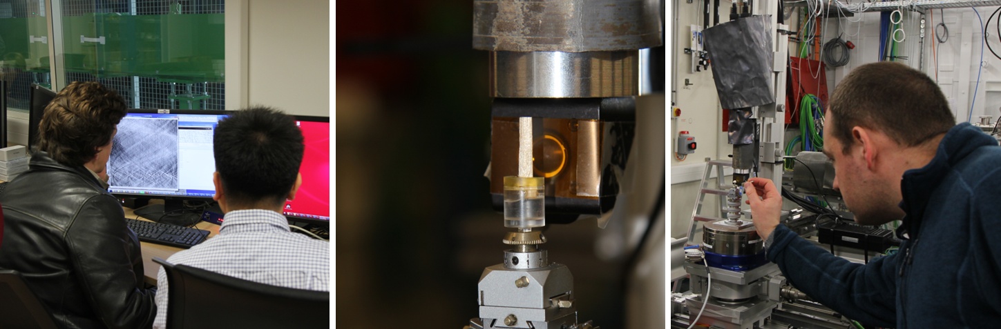 Three photographs taken during beamtime on ANATOMIX