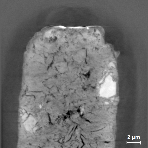 Nanotomography slice of a sample of cement paste - beamline ANATOMIX Nanotomography slice of a sample of cement paste - beamline ANATOMIX